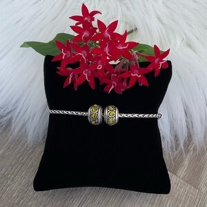 💚 BRIGHTON Two Retired Lime Green Crystal Glam Spacer Beads ONLY